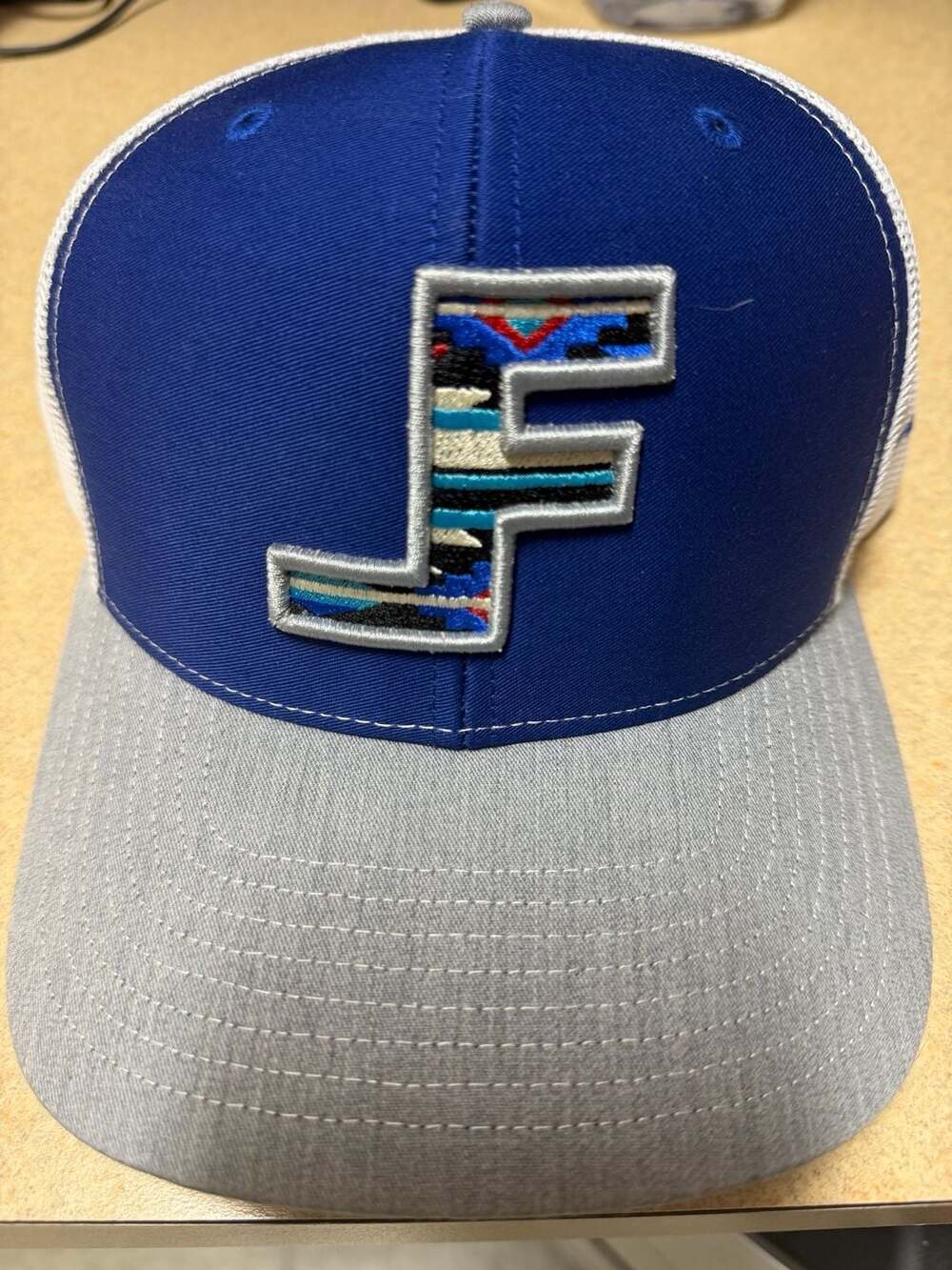 Lane Frost Richardson 112 Trucker Hat Navy Blue Grey Aztec LF Snapback Rodeo